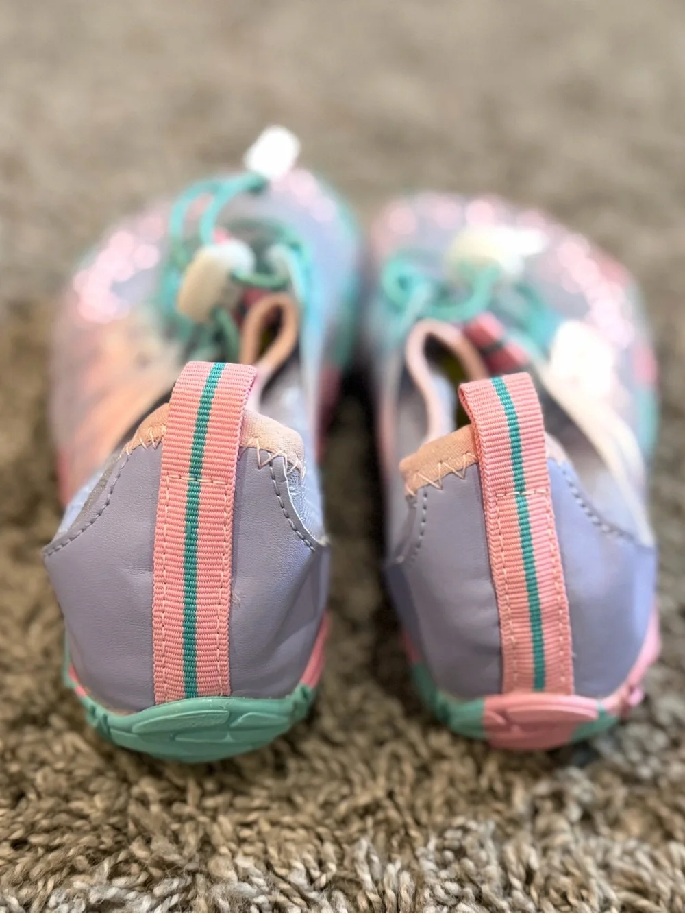 5/$25 Girls water shoes with elastic closure- purple, Pink & Teal. Size 1